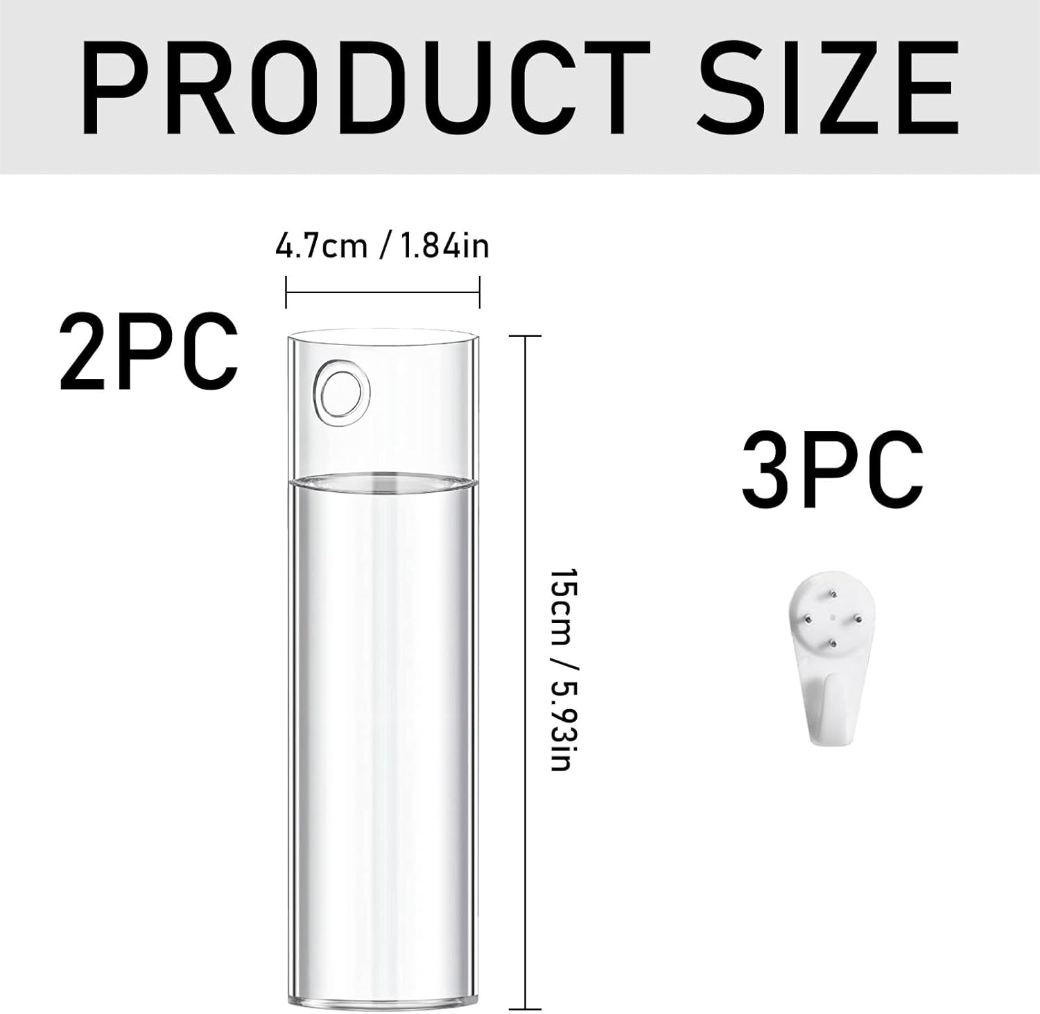 2 Pack Wall Mounted Glass Vase Set with Hooks High Borosilicate Transparent Hanging Flower Vase for Home Decor Dining Table